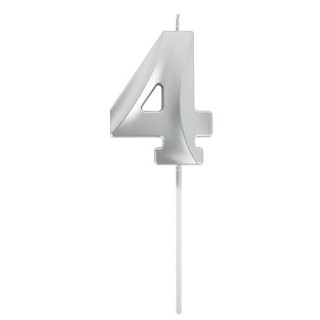 Bougie graphique argent chiffre 4