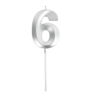 Bougie graphique argent chiffre 6