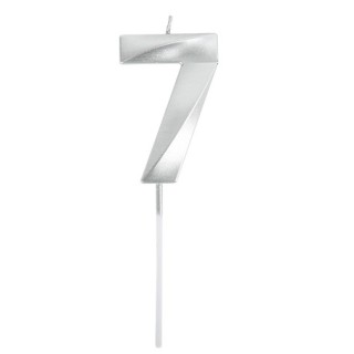 Bougie graphique argent chiffre 7