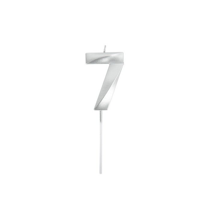 Bougie graphique argent chiffre 7
