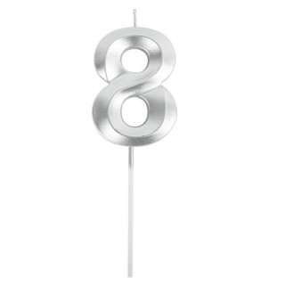 Bougie graphique argent chiffre 8