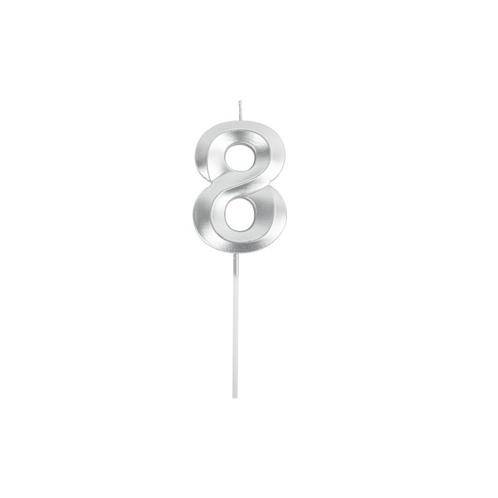 Bougie graphique argent chiffre 8