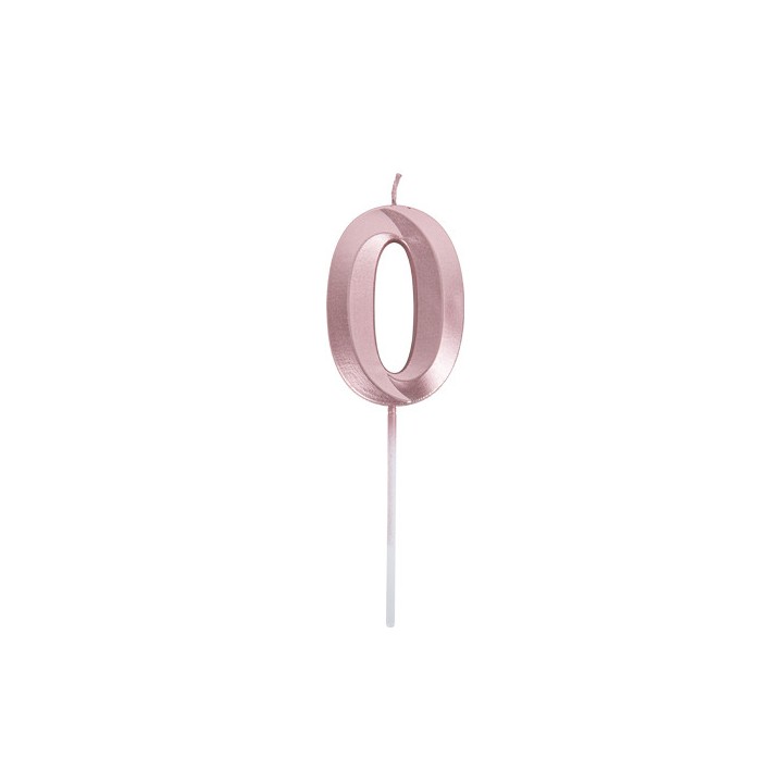 Bougie graphique rose gold chiffre 0