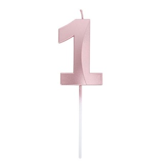 Bougie graphique rose gold chiffre 1
