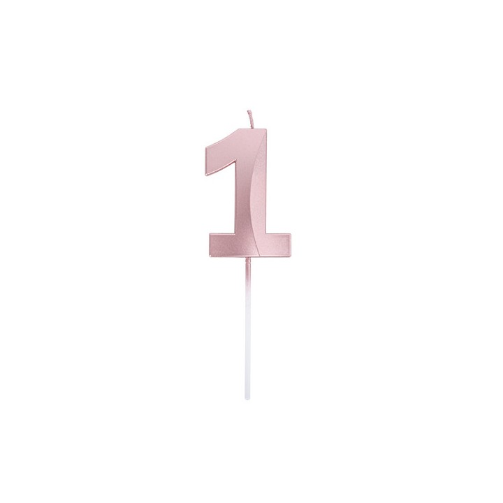 Bougie graphique rose gold chiffre 1