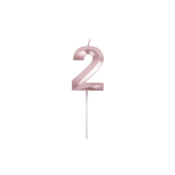 Bougie graphique rose gold chiffre 2