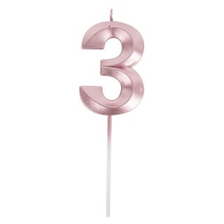 Bougie graphique rose gold chiffre 3