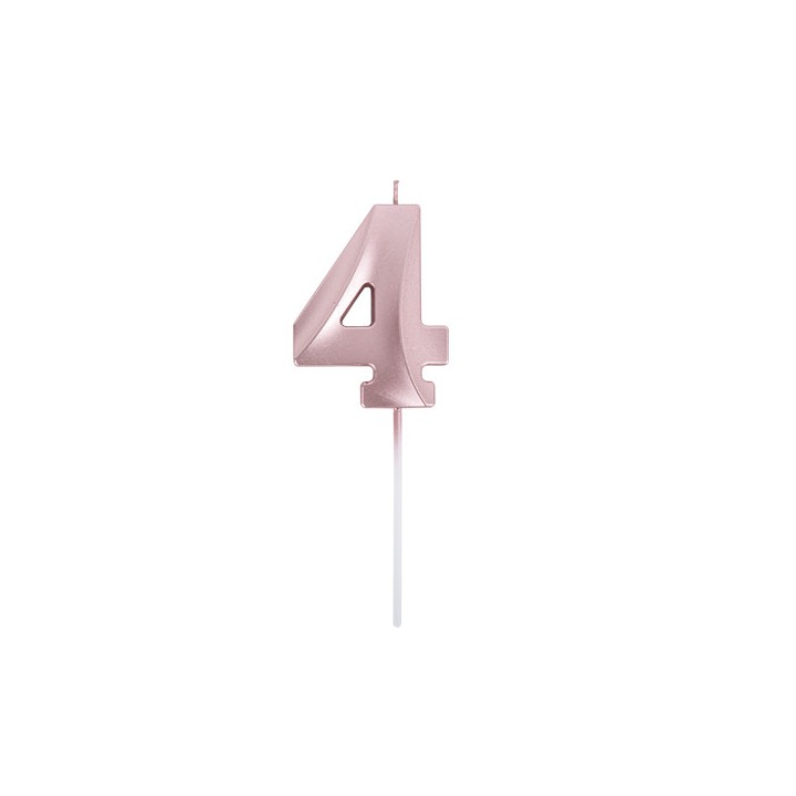 Bougie graphique rose gold chiffre 4