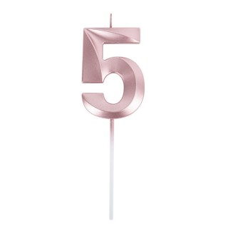 Bougie graphique rose gold chiffre 5