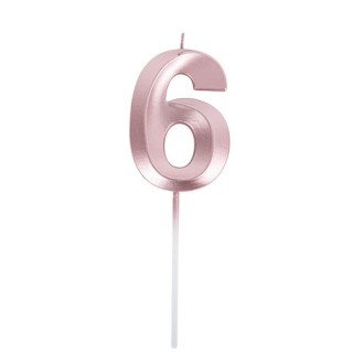 Bougie graphique rose gold chiffre 6