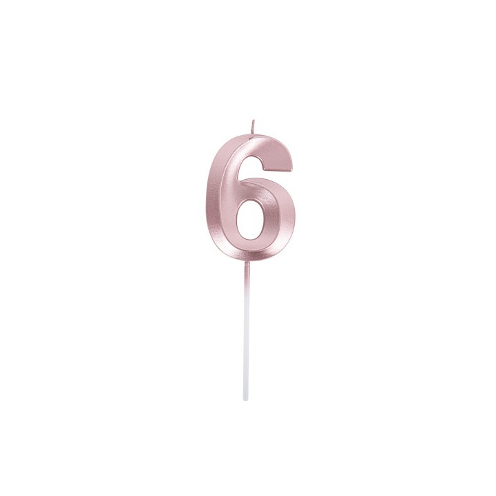 Bougie graphique rose gold chiffre 6