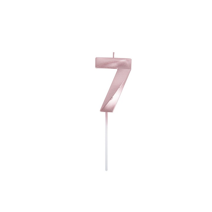Bougie graphique rose gold chiffre 7