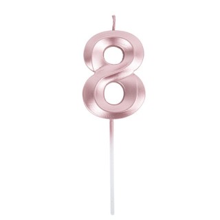 Bougie graphique rose gold chiffre 8