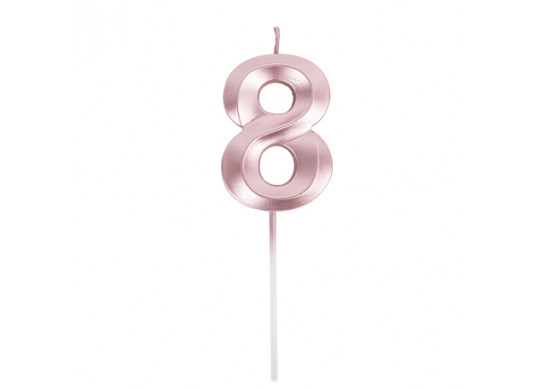 Bougie graphique rose gold chiffre 8