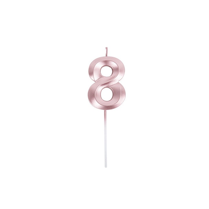 Bougie graphique rose gold chiffre 8