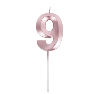 Bougie graphique rose gold chiffre 9