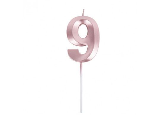 Bougie graphique rose gold chiffre 9