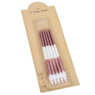 12 Bougies géantes blanc/rose gold 12cm