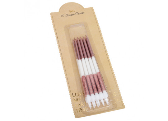 12 Bougies géantes blanc/rose gold 12cm