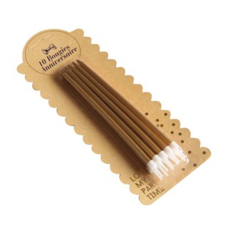 10 Bougies géantes or avec bobèches 14cm