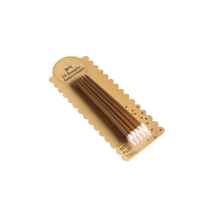 10 Bougies géantes or avec bobèches 14cm