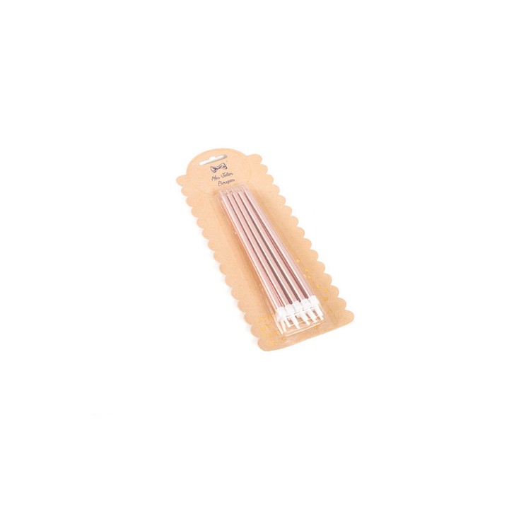 10Bougies géantes rose gold avec bobèches 15cm