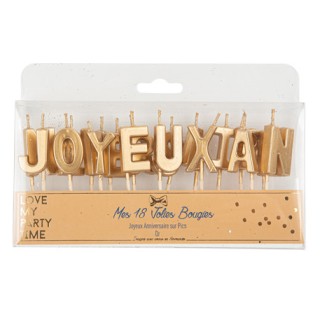 Bougie Joyeux anniversaire or