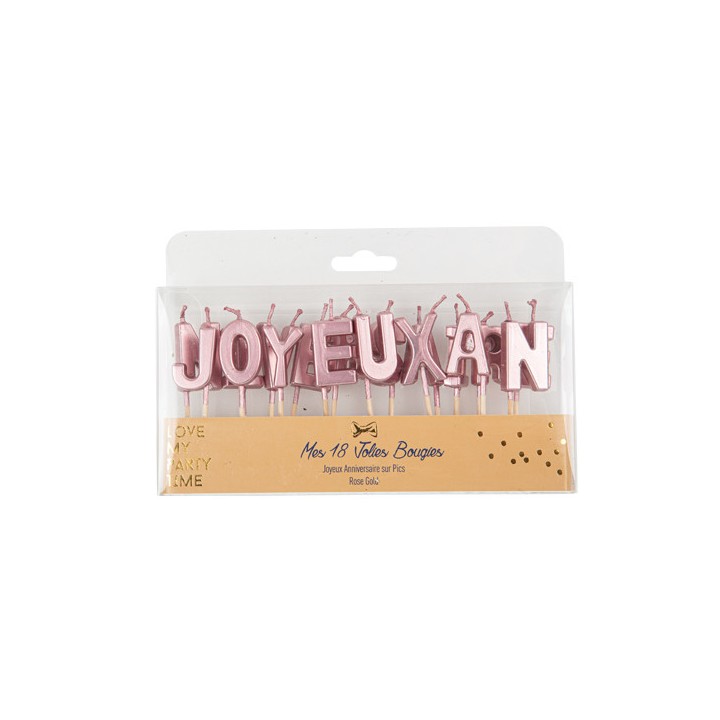 Bougie Joyeux anniversaire rose gold