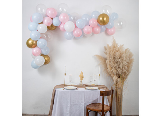 Kit arche ballon gender reveal bleu/rose 58pcs - Décoration de salle