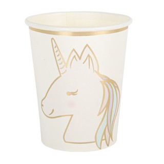 8 Gobelets licorne pastel/or
