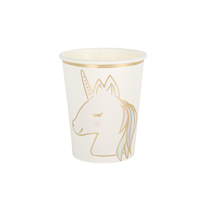 8 Gobelets licorne pastel/or