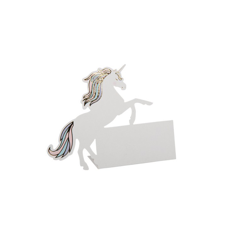 8 Marque-place licorne pastel/or