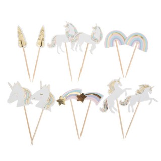 12 Pics cocktail licorne pastel/or