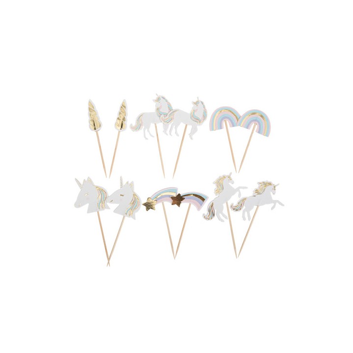 12 Pics cocktail licorne pastel/or