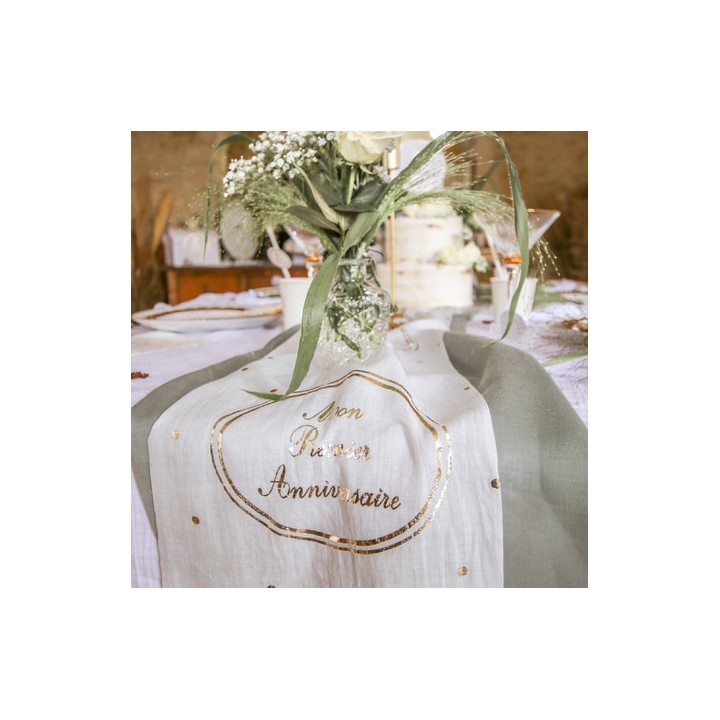 Chemin de table mon premier anniversaire 28cmx5m