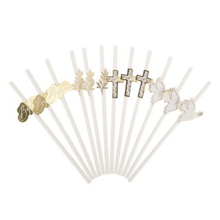 12 Pailles Baptême jolis brins