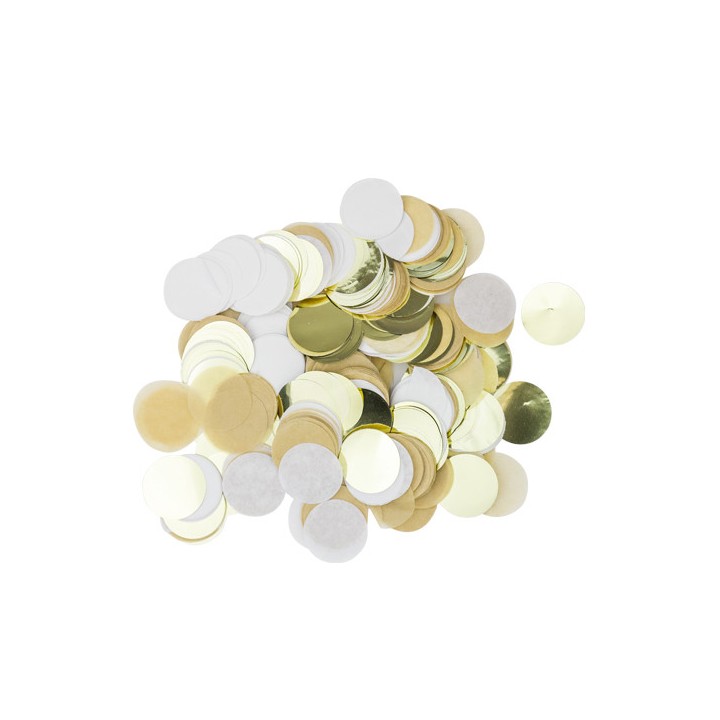 Mini confettis rond kraft/blanc/or