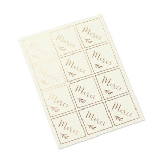 24 stickers merci ivoire/or