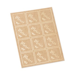 24 stickers merci kraft/or