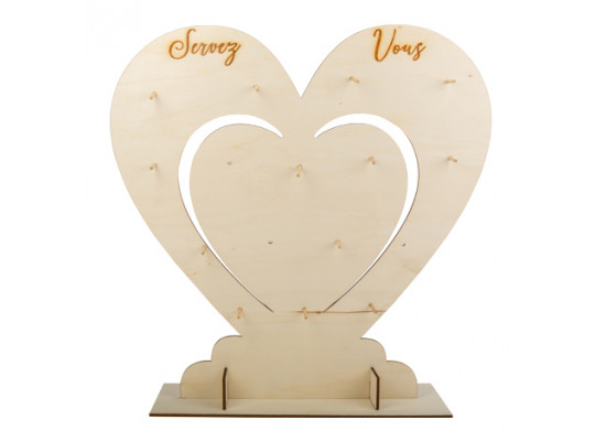 Présentoir coeur bois 60cm