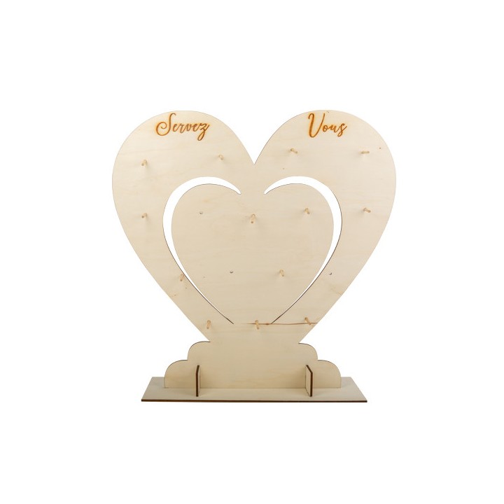 Présentoir coeur bois 60cm
