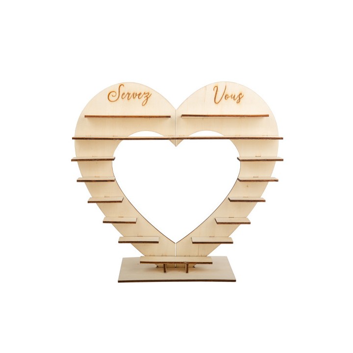 Présentoir coeur bois 60cm