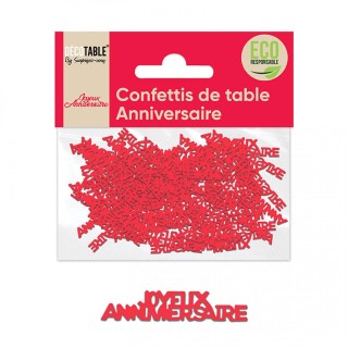 Confettis de table joyeux anniversaire rouge