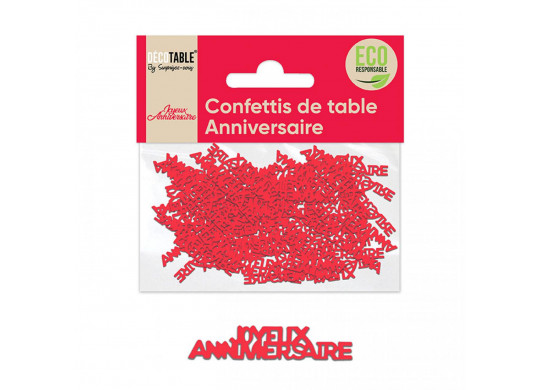 Confettis de table joyeux anniversaire rouge