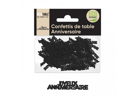 Confettis de table joyeux anniversaire noir