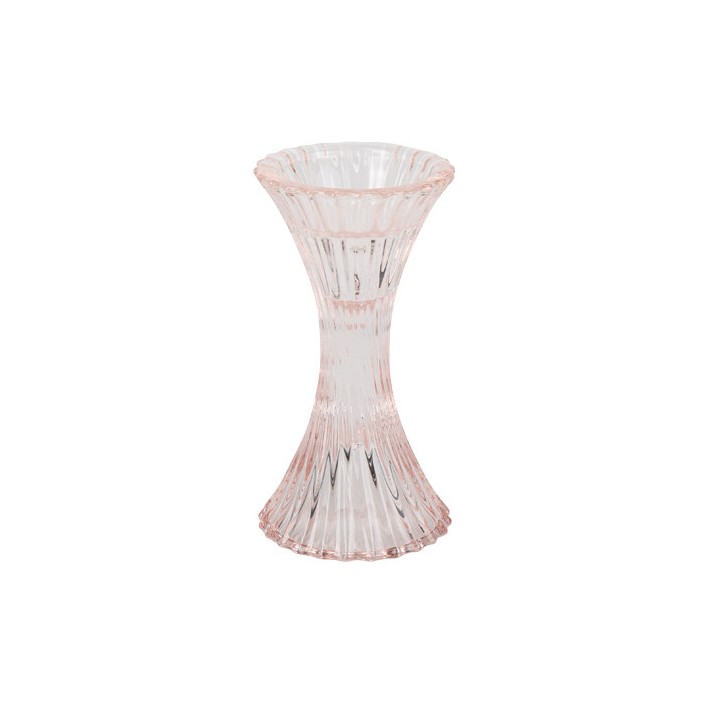 Bougeoir gravure ancienne rose 14cm