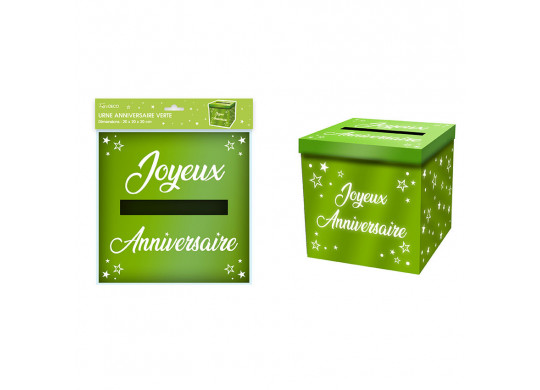 Tirelire joyeux anniversaire métallisé vert