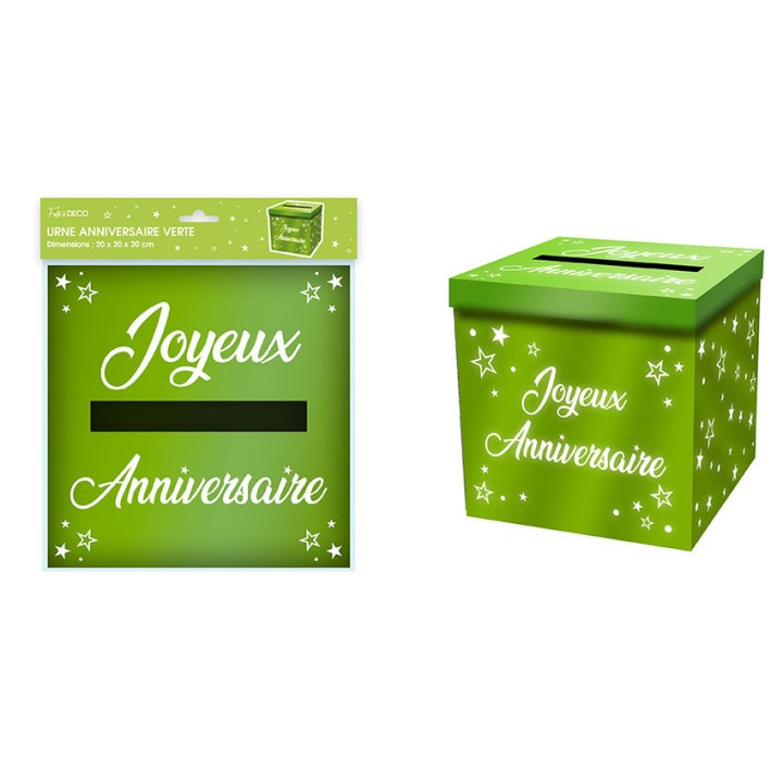 Tirelire joyeux anniversaire métallisé vert