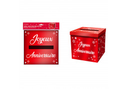 tirelire joyeux anniversaire métallisé rouge