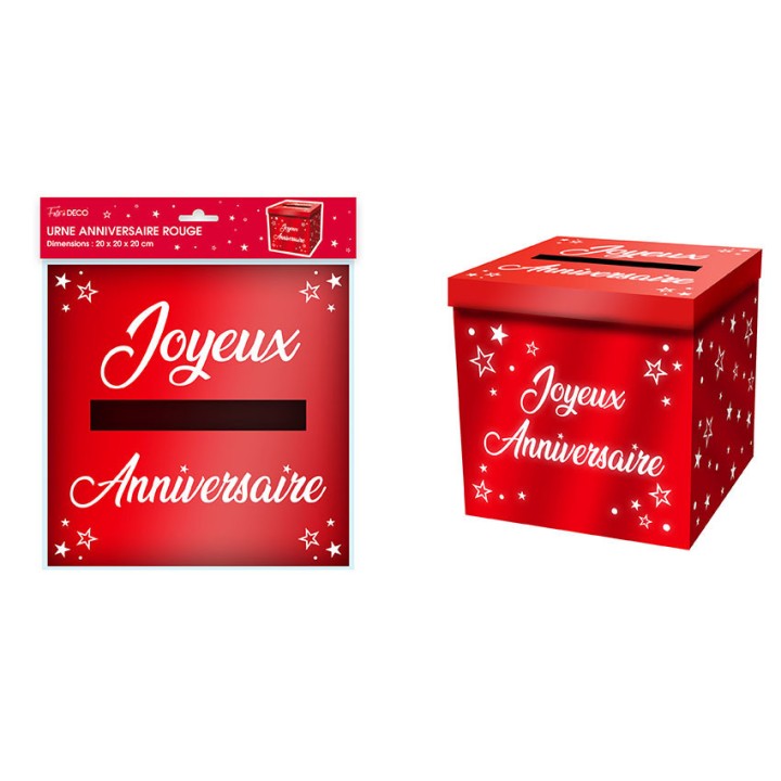 tirelire joyeux anniversaire métallisé rouge